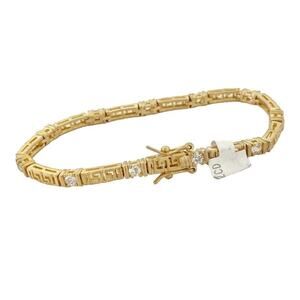 14KT Gold Plated Diamond Cubic Zirconia Matted Tennis Bracelet